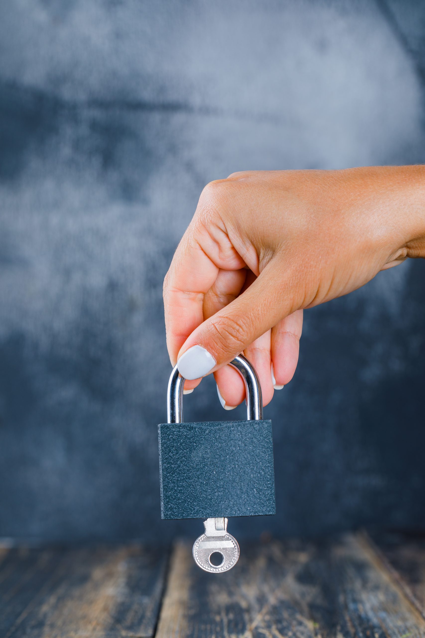 Business and theft concept on foggy and wooden background side v